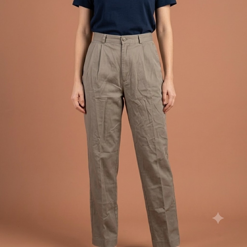 Briggs Casual Pleated Pants Womens Size‎ 10 Brown Khaki Stretch Made in USA